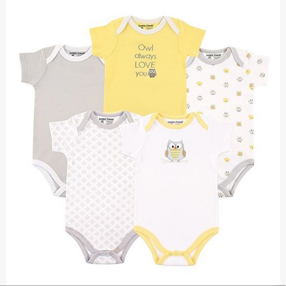 Yellow & Gray 'Owl Always Love You'  Bodysuit Set